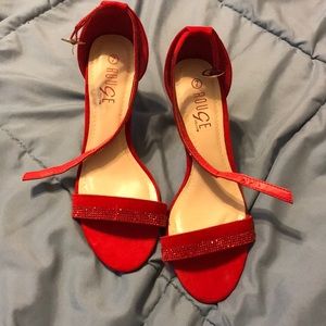 Red strapped heels